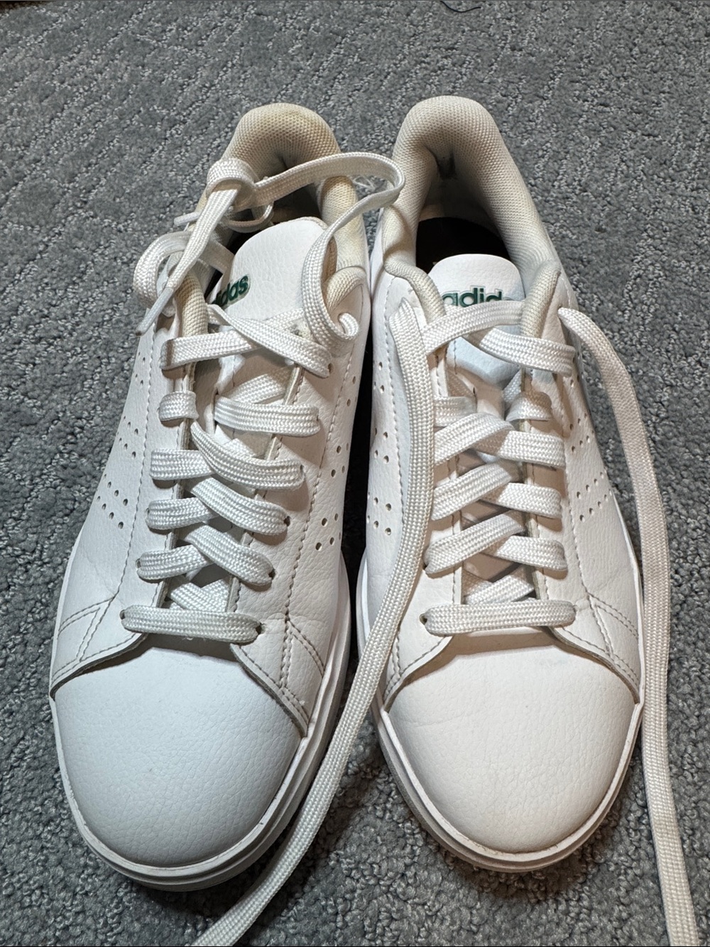 adidas White and Cream Low-Top Leather Sneakers